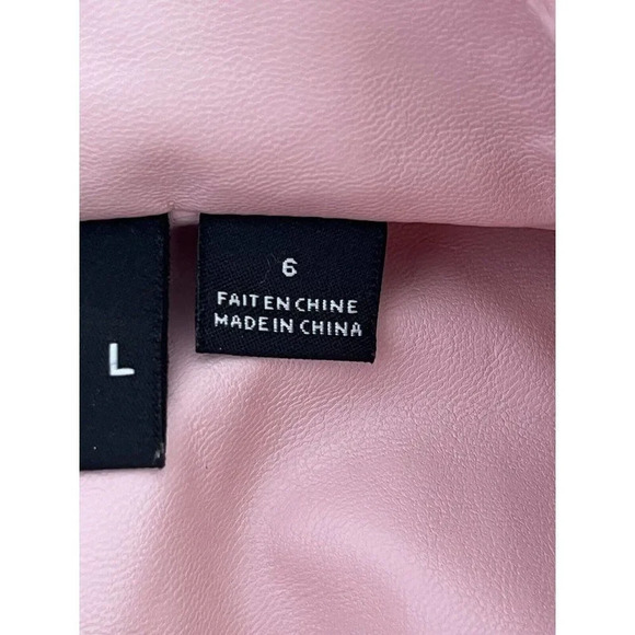 Tribal Faux Leather Jacket Blazer Ruffles Full Zip Front Womens Pink Size 6 - Picture 9 of 10